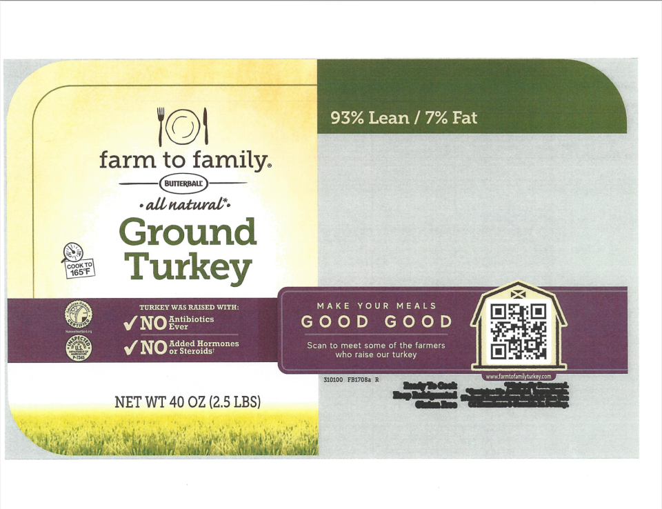 Turkey processor Butterball is recalling more than 14,100 pounds of ground turkey because the meat may be contaminated with pieces of blue plastic. Included are 2.5-pound trays of &quot;Farm to Family Butterball All Natural Ground Turkey.&quot;