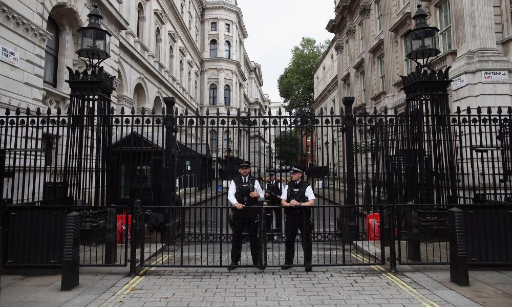 Police outside Downing Street in London