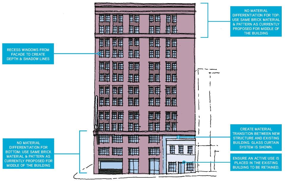 The commission’s proposed revisions for the 445 Marietta project.