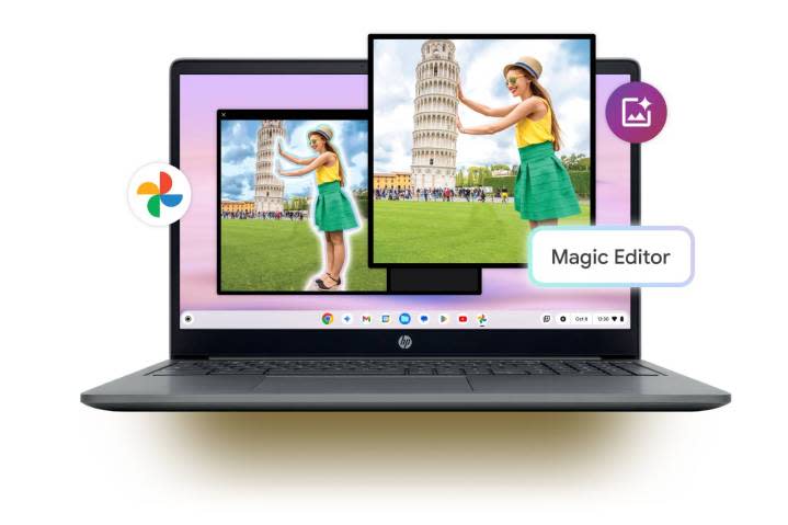 Magic Editor being shown on a Chromebook.