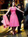 <p>Rachel Brosnahan gets animated on Friday night on the New York City set of <em>The Marvelous Mrs. Maisel. </em></p>