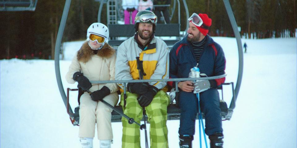 Gayle Rankin, Kyle Marvin, center, and Michael Angelo Covino in a scene from "The Climb."