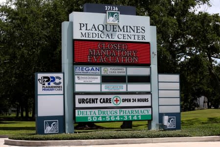 A Sign is pictured as Tropical Storm Barry approaches land in Port Sulphur