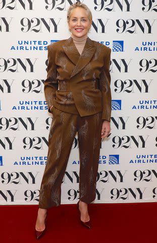 <p>Gregory Pace/Shutterstock</p> Sharon Stone at 92NY in New York City