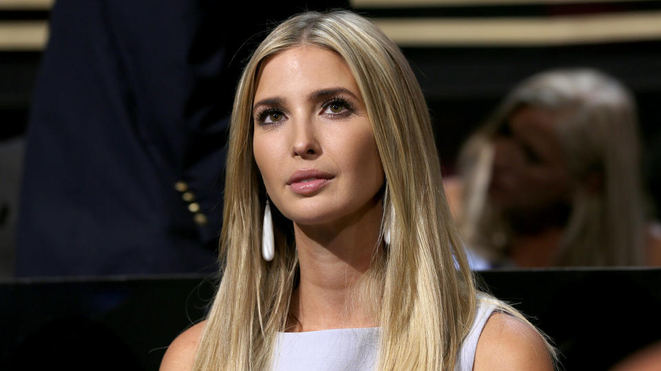 Cleveland, Ohio, USA, 19th July, 2016 Ivanka Trump oldest daughter of Donald Trump sits in the family box at the Republican National Convention.