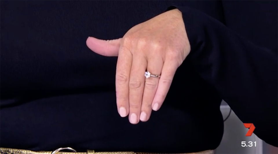 Samantha Armytage shows off engagement ring on Sunrise