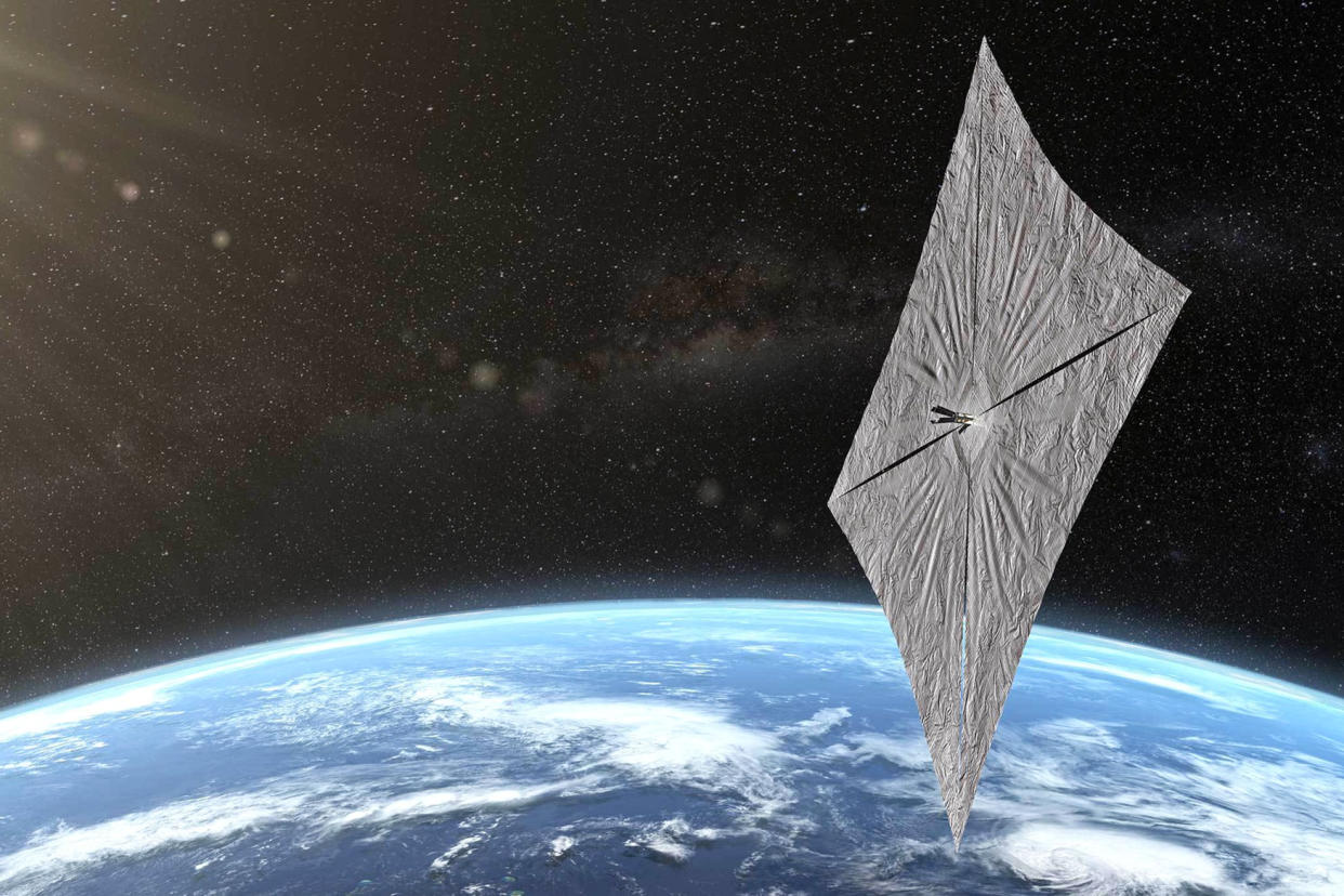 An artist’s rendition of LightSail 2 in Earth orbit. (Courtesy The Planetary Society via Facebook)