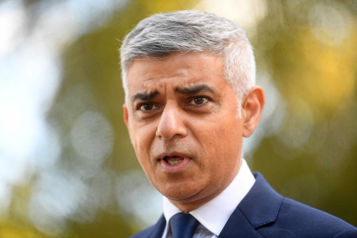 Mayor of London Sadiq Khan speaks to members of the media (file photo): POOL/AFP via Getty Images