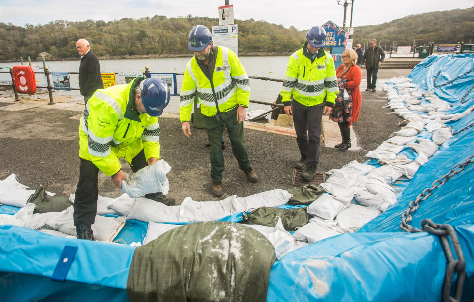 <em>First time – this is the first time the temporary barriers have been used on the coast (Picture: SWNS)</em>