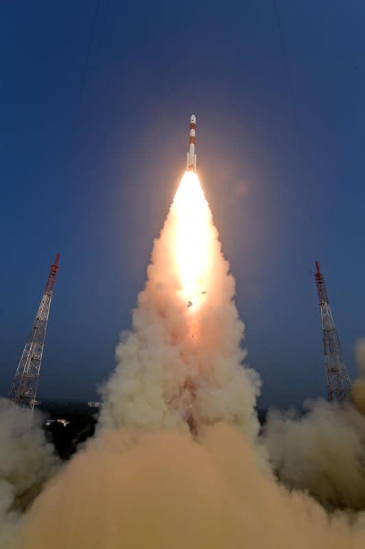 India's space agency successfully launched a rocket Monday from Sriharikota spaceport to help scientists improve their "knowledge of black holes." Photo courtesy of ISRO