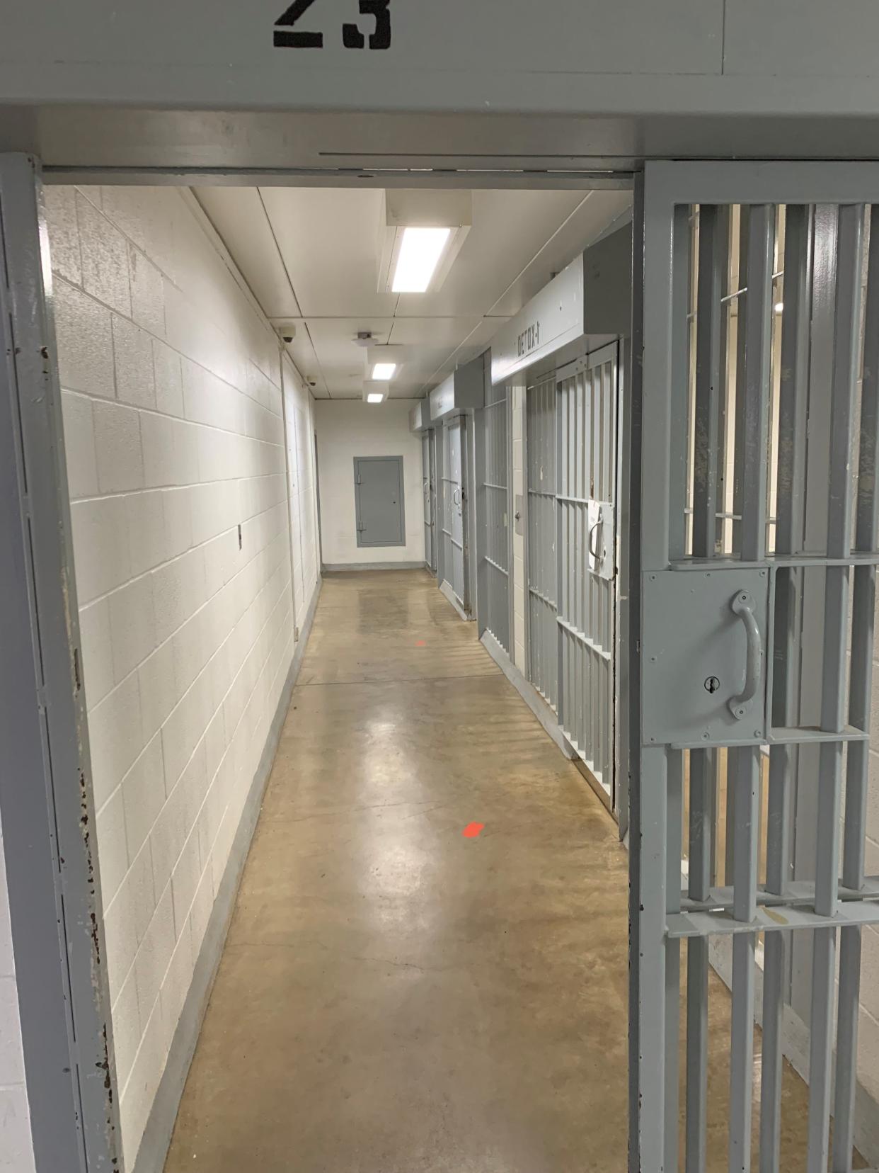 An empty hallway in the Taylor County Jail.