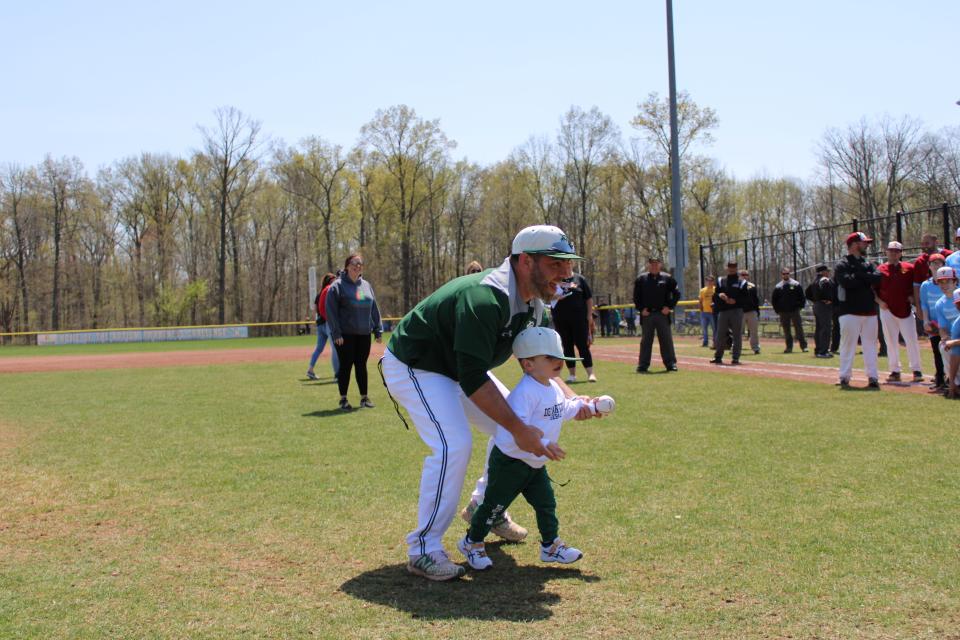 Tony Negrin and his older son, Leo, participating in an autism awareness fundraiser in the spring of 2022.