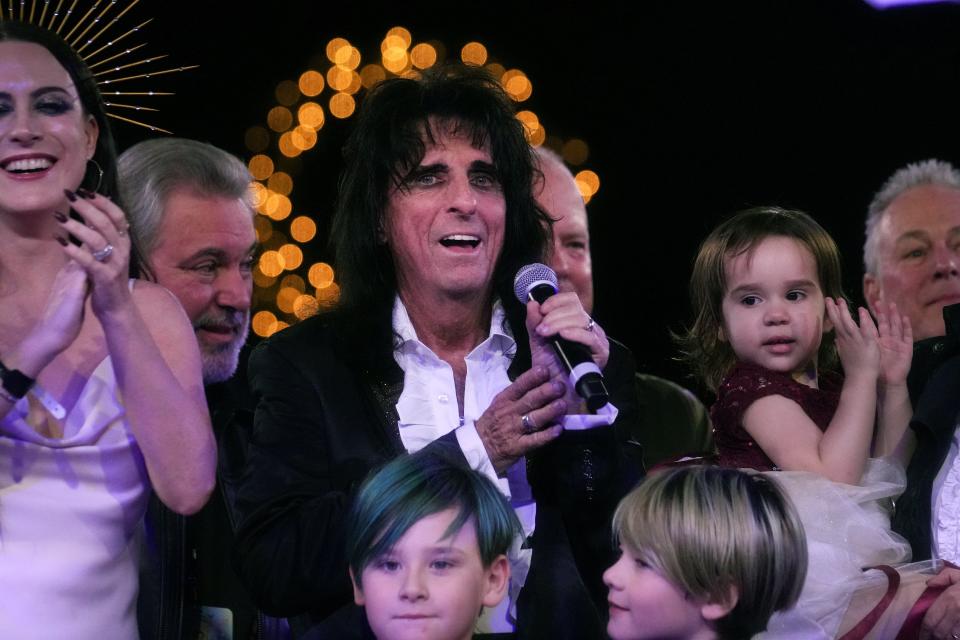 Alice Cooper and his family take the stage during Christmas Pudding, the annual benefit for Alice Cooper's Solid Rock Teen Centers at the Celebrity Theatre on Saturday, Dec. 3, 2022. 