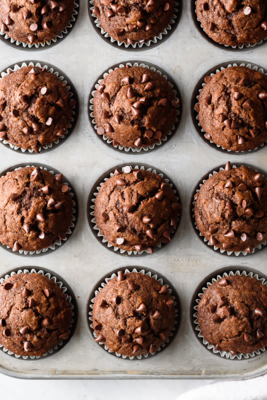 <p>Fork Knife Swoon</p><p>These easy bakery-style dark chocolate pumpkin muffins are tender and flavorful, and come together in just one bowl—no mixer required—for the perfect deliciously spiced fall breakfast treat! </p><p><strong>Get the recipe: <em><a href="https://www.forkknifeswoon.com/dark-chocolate-pumpkin-muffins/" rel="nofollow noopener" target="_blank" data-ylk="slk:Dark Chocolate Pumpkin Muffins;elm:context_link;itc:0;sec:content-canvas" class="link ">Dark Chocolate Pumpkin Muffins</a></em></strong></p>