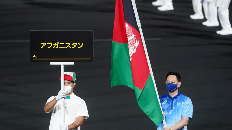 The Afghanistan flag, pictured here at the Paralympics opening ceremony.