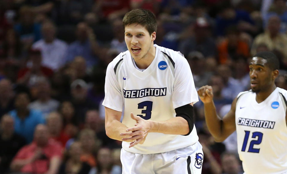 Doug McDermott cheers in Creighton unifrom