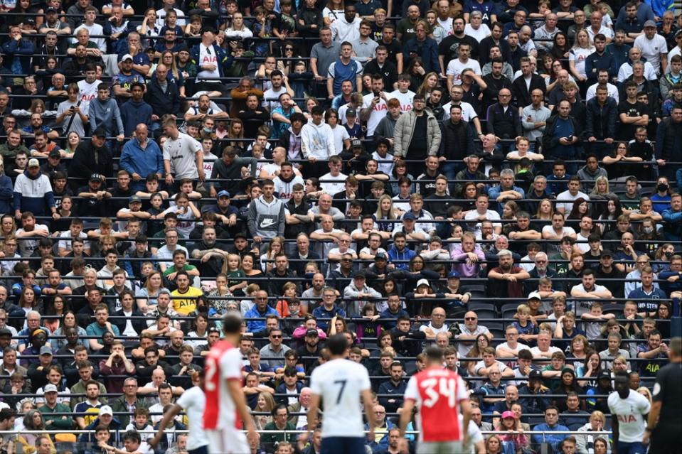 The Tottenham Hotspur Stadium has a rail seating section that can be used for safe standing (AFP via Getty Images)