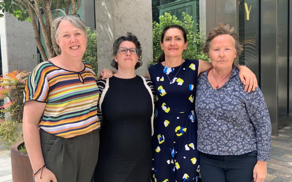 Rachel Meade and other women outside the tribunal