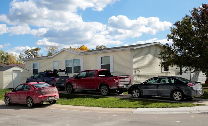 A home that was searched by FBI agents for alleged plots to take the Democratic Governor Gretchen Whitmer hostage and attack the state capitol building is seen, in Hartland