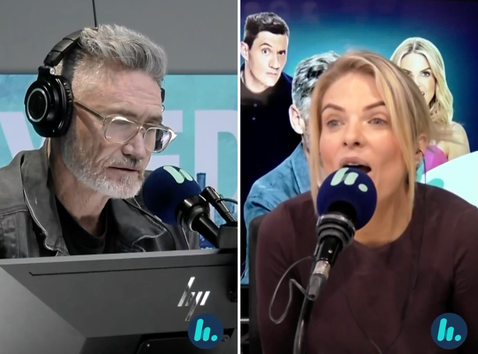 2DAY FM’s Hughesy and Erin Molan looking shocked.