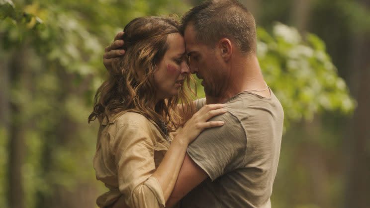 Amy Acker and George Eads in the Sept. 30 episode of 'MacGyver' (Credit: CBS)