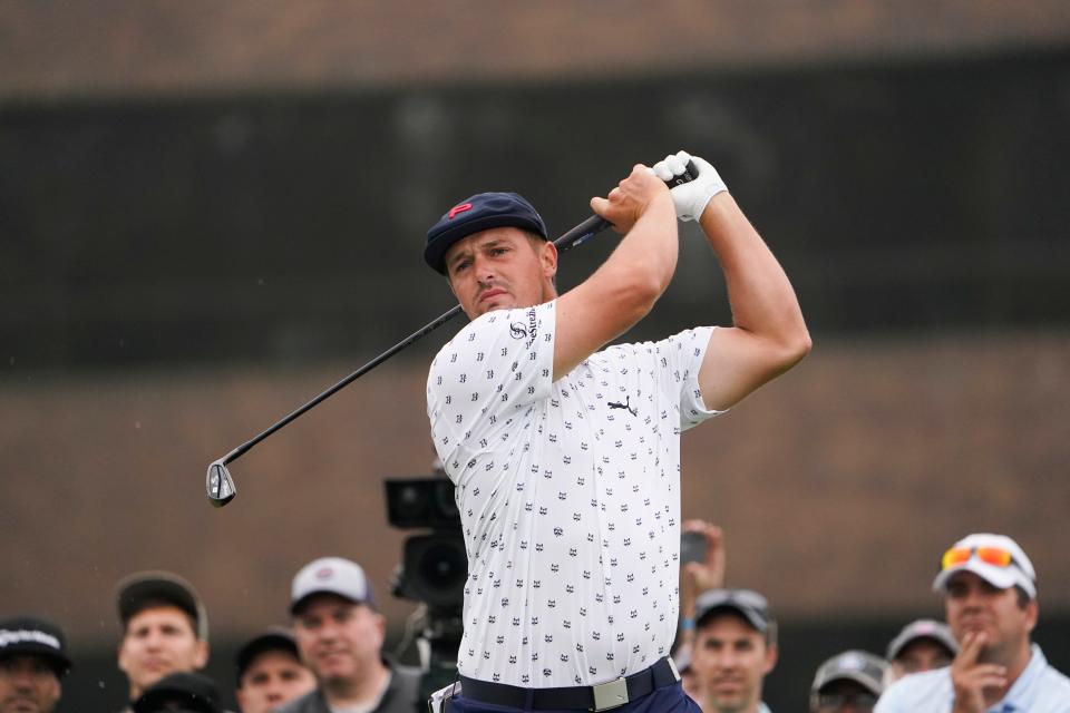 Bryson DeChambeau watches his shot during the second round of the U.S. Open Golf Championship.