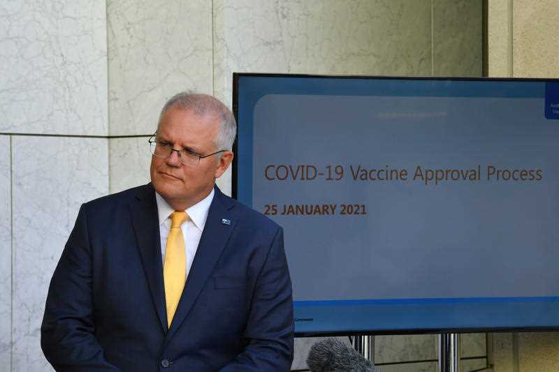 Prime Minister Scott Morrison at press conference at Parliament House in Canberra