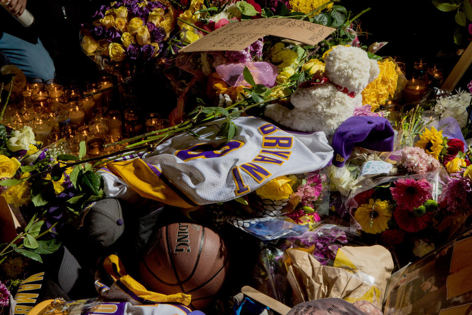 Hundreds of fans gathered near Staples Center in Los Angeles to mourn the death of Kobe Bryant, who died in a January helicopter crash in Calabasas, along with eight others, including his daughter Gianna, 13.<span class="copyright">Alex Welsh for TIME</span>