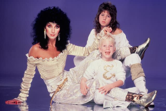 <p>Harry Langdon/Getty</p> Cher, Chaz Bono and Elijah Blue Allman