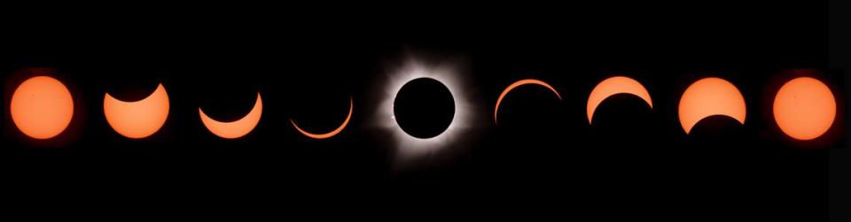 A composite photo shows the different stages of the eclipse.