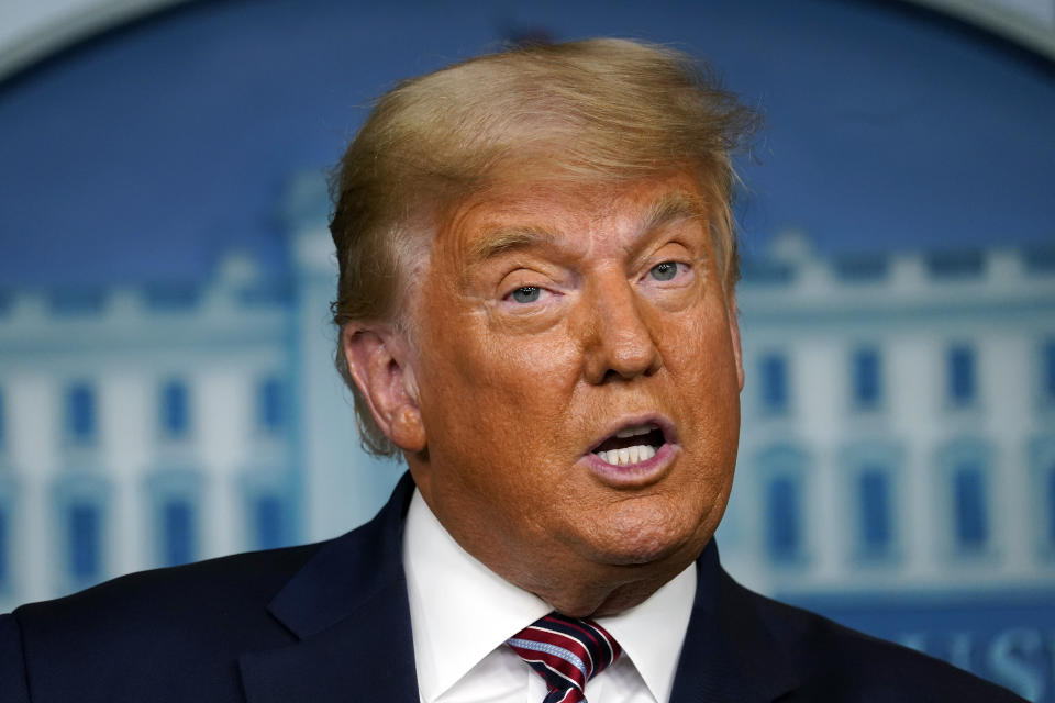 President Donald Trump speaks at the White House, Thursday, Nov. 5, 2020, in Washington. (AP Photo/Evan Vucci)