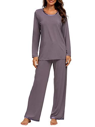 3) TIKTIK Women's Long Sleeve Sleepwear Scoop Neck Pajama Set