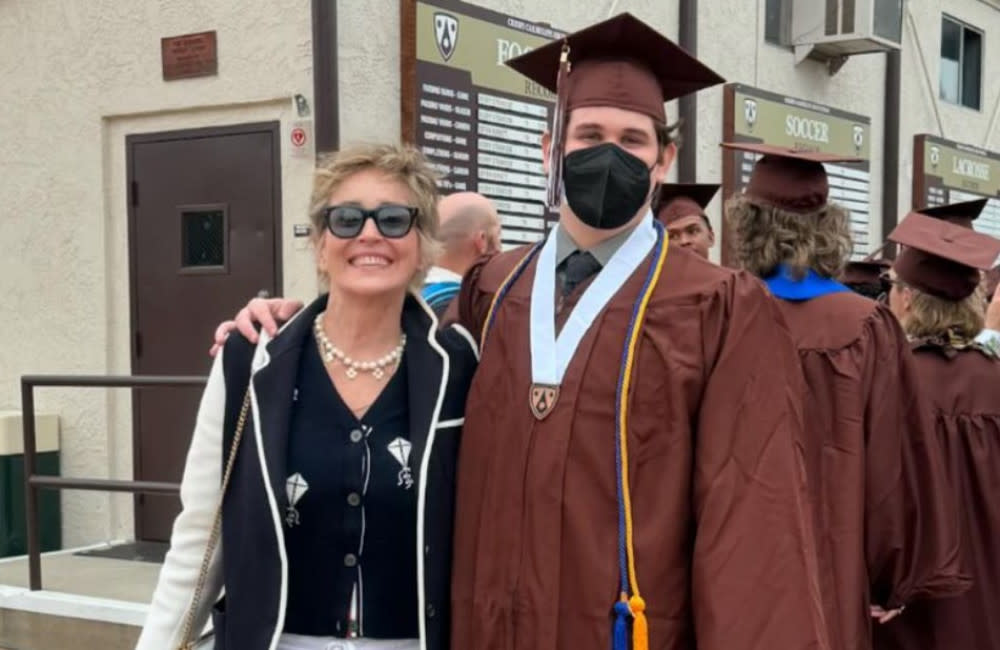 Sharon Stone is celebrating her son Laird’s high school graduation credit:Bang Showbiz