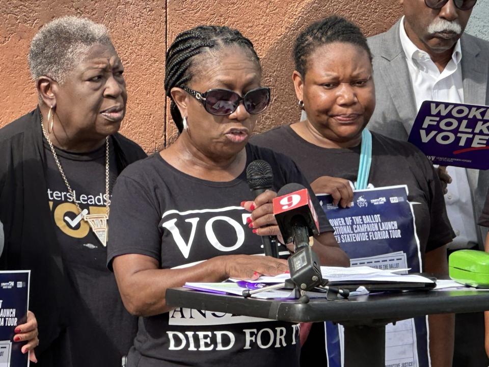 Cynthia Slater, president of the Volusia County-Daytona Beach branch of the NAACP, is pictured at an event last week encouraging Black voter engagement in Daytona Beach.