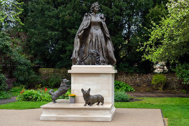 <p>Carl Court/Getty Images</p> A statue of Queen Elizabeth is pictured on April 22, 2024 in Oakham, England