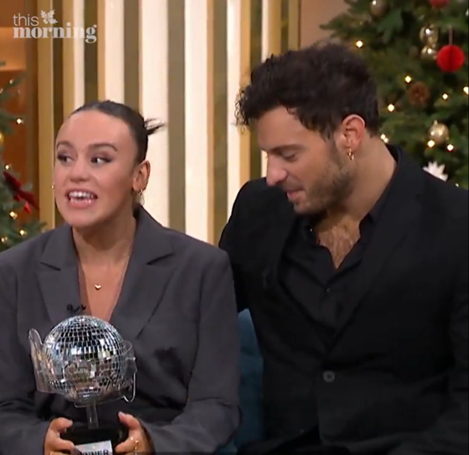 Ellie held onto a smaller version of the Glitterball trophy during her This Morning interview (ITV- This Morning)