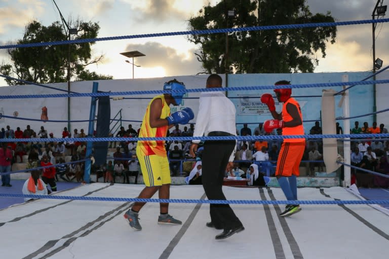 The fighters were cheered by dozens of enthusiastic residents of the capital, many of whom had never seen or heard of boxing before in a country where football and basketball are far more popular