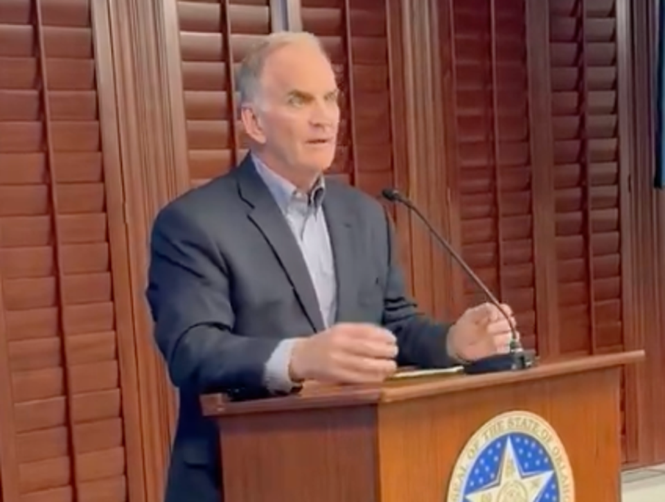 Sean Cummings, the vice mayor of The Village in Oklahoma, made an impassioned speech at a State Board of Education meeting about the death of Nex Benedict on 22 February (Payton May / X / Screenshot)