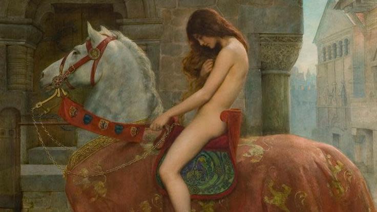 The painting of Lady Godiva on a horse