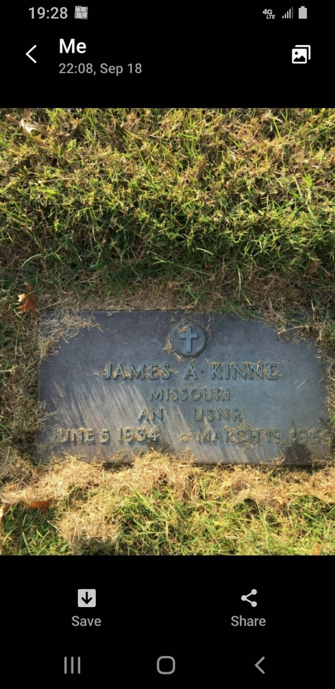 James Kinne, who died from a gunshot wound to the back of the head four years after marrying a teenage Sharon in 1956, is buried in Oak Ridge Memory Gardens in Independence.