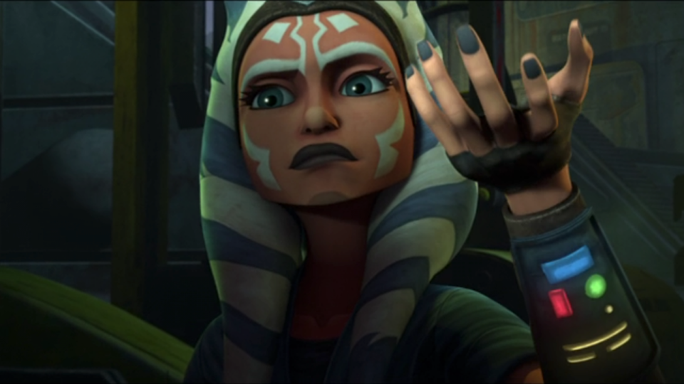 Ahsoka uses the force, but tries not to reveal her training.