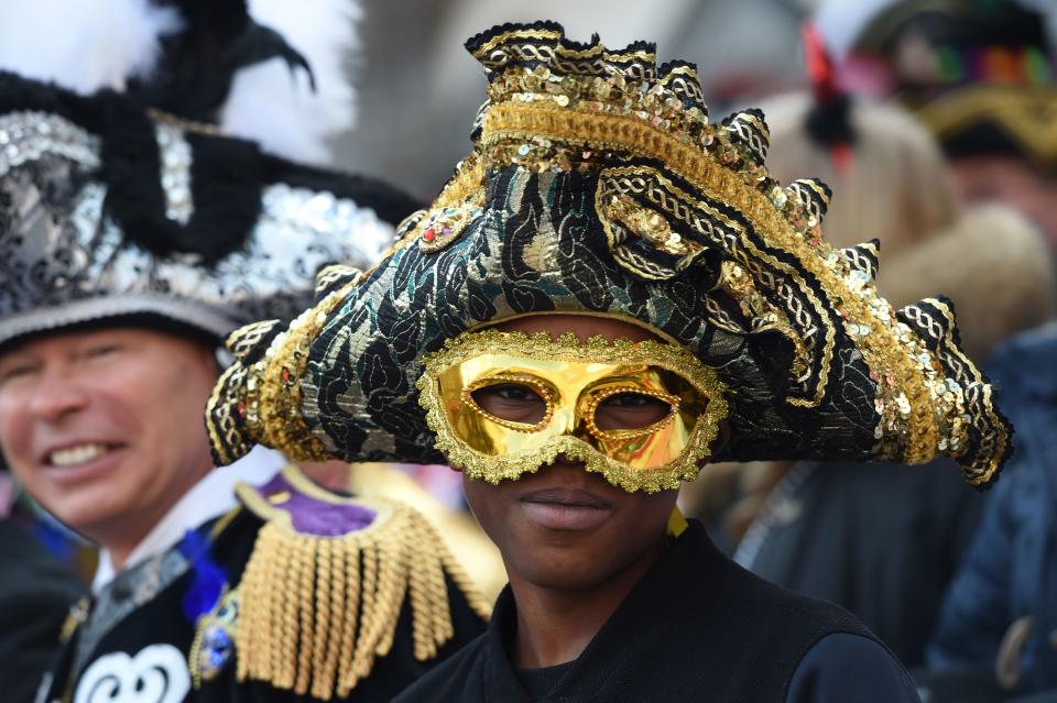 <p>A dressed-up man poses during a carnival parade on Rose Monday on Feb. 12, 2018 in Duesseldorf, western Germany. (Photo: Patrik Stollarz/Getty Images) </p>