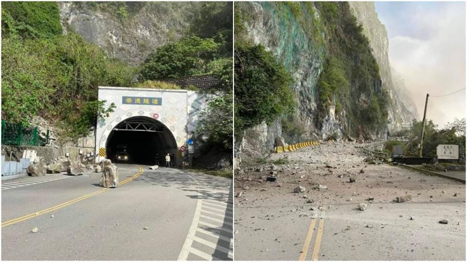 花蓮7.2強震／蘇花公路山壁坍方！「天降落石」車主驚呼：整個山崩下來！