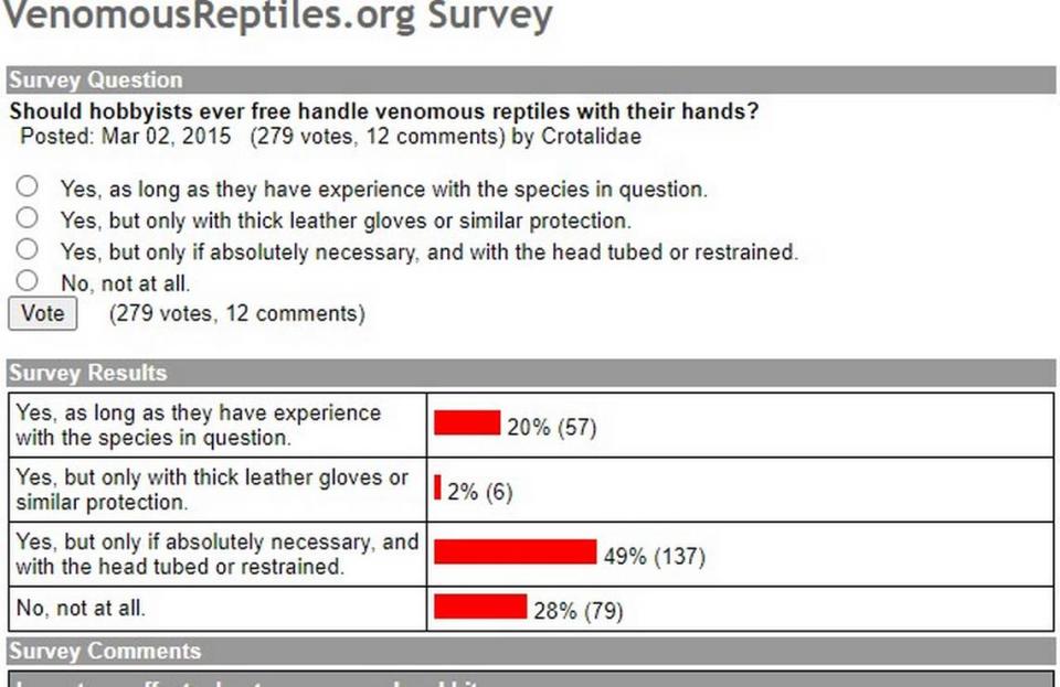 A survey on venomousreptiles.org