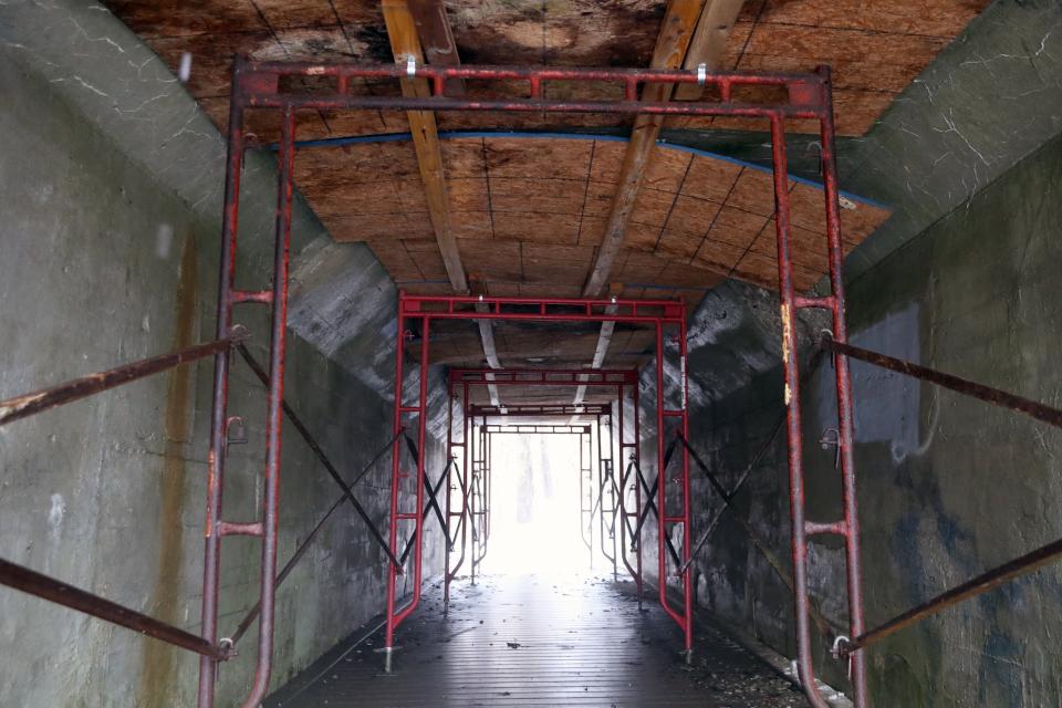 The pedestrian and bike tunnel under the CSX tracks near Adventure Park, shown Feb. 17, now is scheduled for completion in 2024.