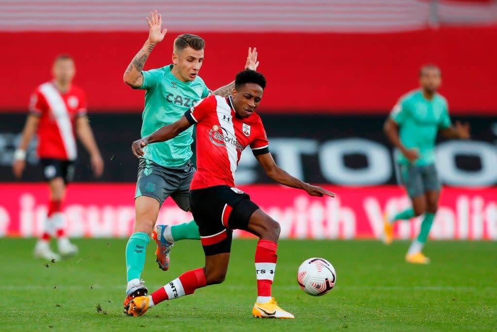 Digne was sent-off for a foul (AFP via Getty Images)