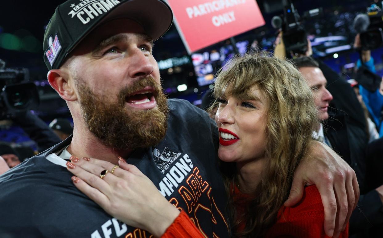 Taylor Kelce and Taylor Swift in Baltimore, January 2024