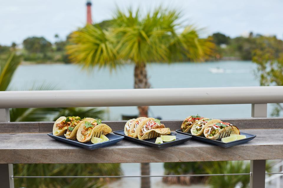 Tacos get their close-up on "Two-Fer Tuesdays" at Topside, the rooftop bar at the Charlie and Joe's at Love Street complex on the Jupiter Inlet.