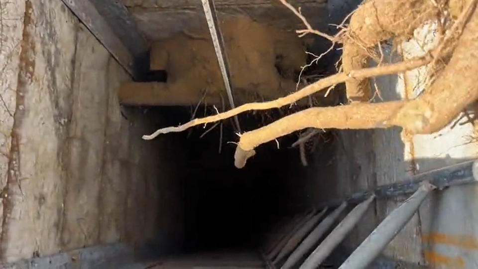 A tunnel allegedly used by Hamas during an embed tour of northern Gaza led by the IDF. (Raf Sanchez / NBC News)