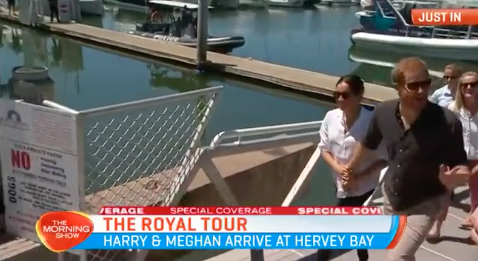 Prince Harry and Meghan Markle have left Hervey Bay as they make their way to Fiji. Photo: Channel 7